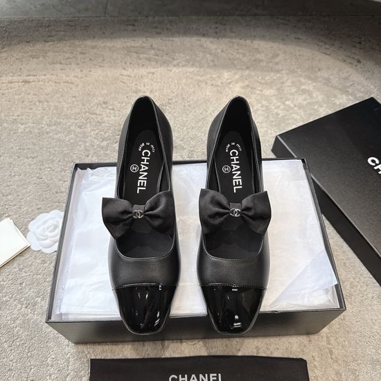 Chanel Bow Decor Mary Jane Premium Leather Comfortable Flats