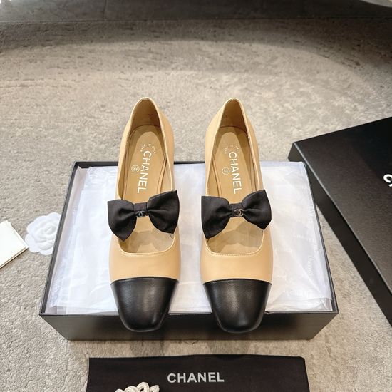 Chanel Bow Decor Mary Jane Premium Leather Comfortable Flats