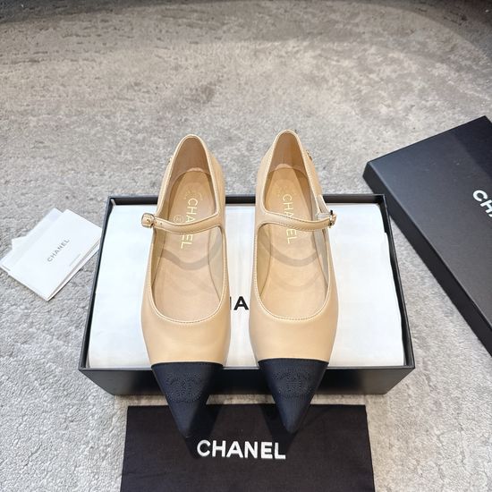 Chanel Vintage Pointed Toe Mary Jane Genuine Leather Casual Flats