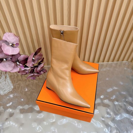 Hermes Pointed Toe Hidden Wedge Ankle Boots