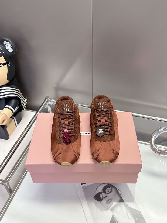 Miu Miu Satin Fabric Decorated Comfortable Versatile Fashion Sneakers