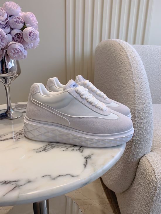 Jimmy Choo Thick Sole Casual Sneakers with Diamond Pattern Outsole