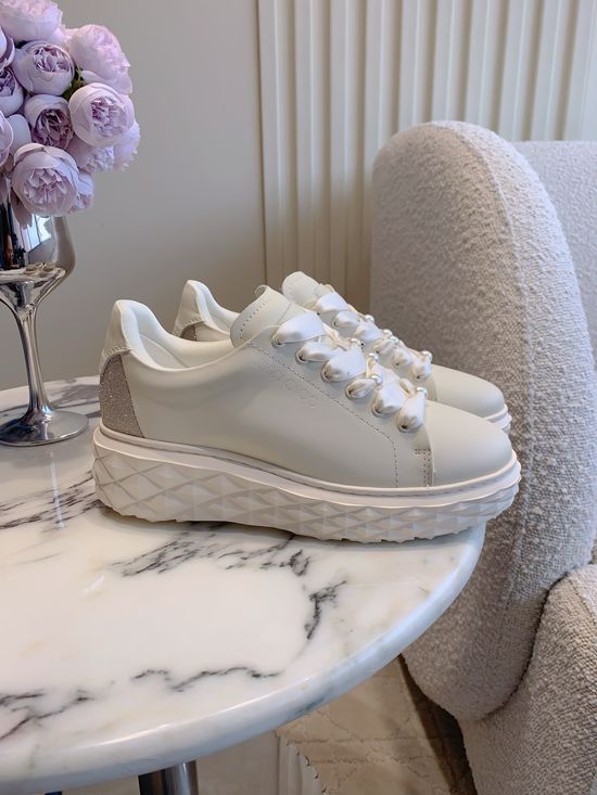Jimmy Choo Thick Sole Casual Sneakers with Diamond Pattern Outsole
