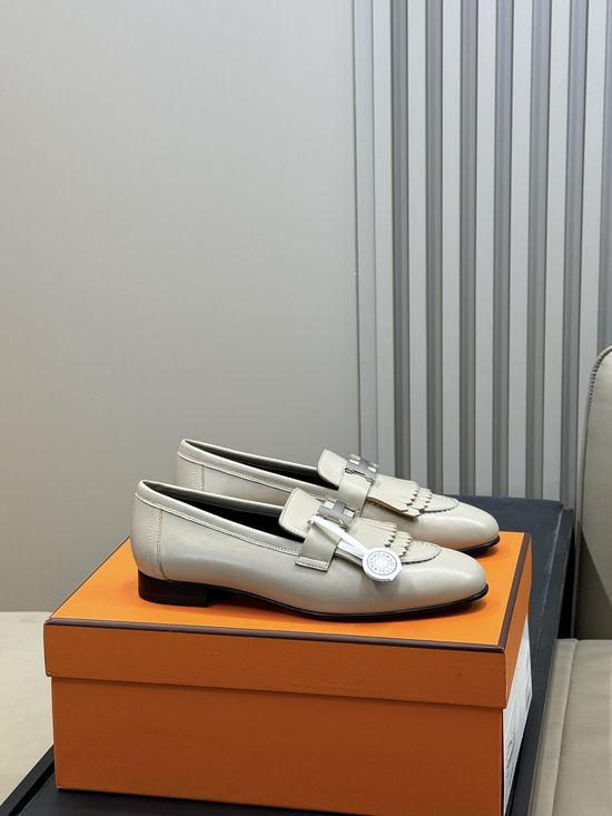 Hermes Tassel Loafers Classic Comfortable Genuine Leather Upper