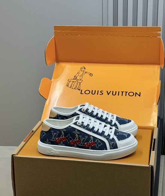 Louis Vuitton LV Monogram Denim Vintage Style Casual Sneakers