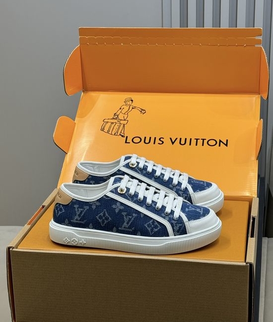 Louis Vuitton LV Monogram Denim Vintage Style Casual Sneakers
