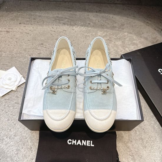 Chanel Colorblock Suede Soft Sole Loafer Shoes