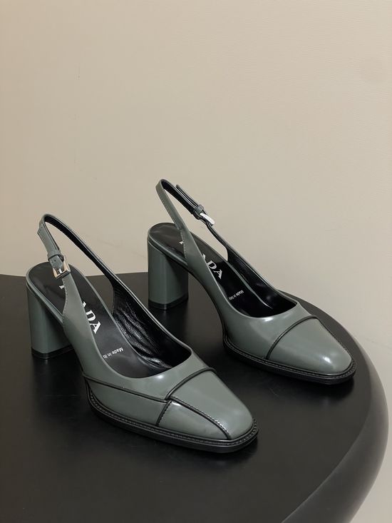 Prada Retro Stitched Chunky Heel Dress Shoes