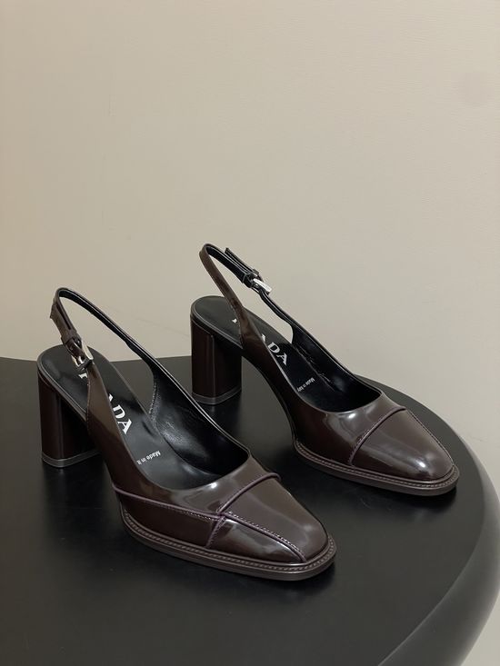 Prada Retro Stitched Chunky Heel Dress Shoes