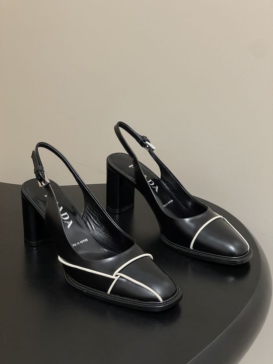 Prada Retro Stitched Chunky Heel Dress Shoes