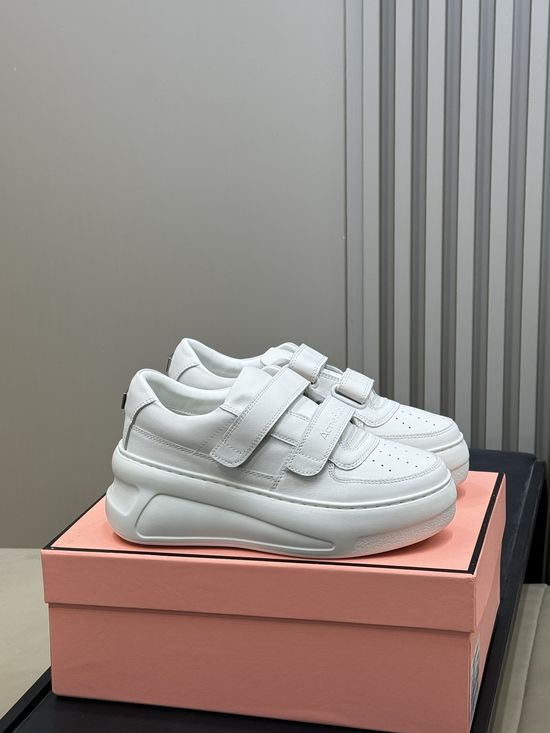 Acne Studios Height Increasing Velcro White Leather Casual Shoes