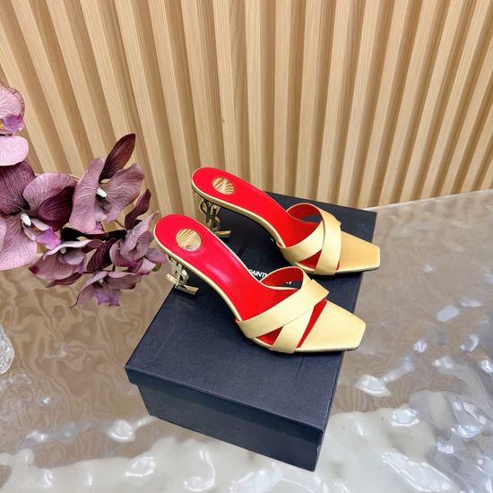 Yves Saint Laurent Elegant Cross-Strap High Heels with Metal Accents