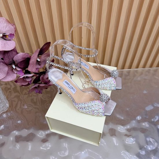 Jimmy Choo Pearl Rhinestone Pointed Toe Stiletto Evening Heels