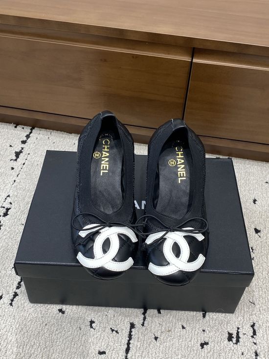 Chanel Pearl Heel Lambskin Bowknot Ballet Flats
