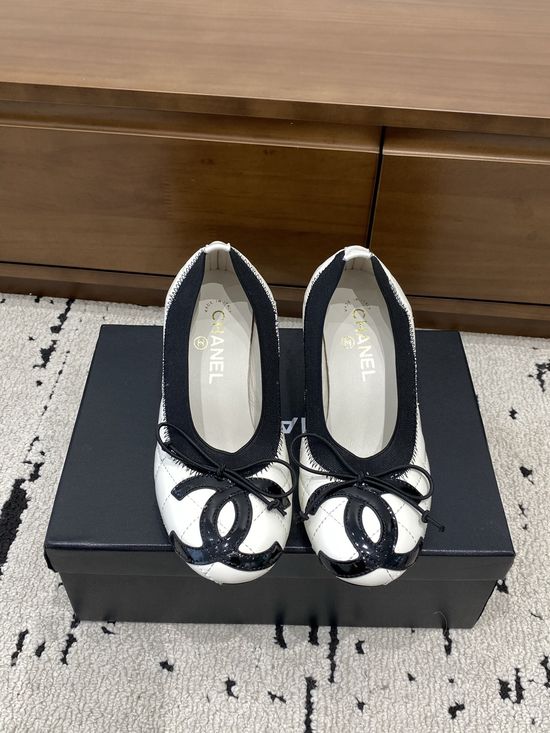 Chanel Pearl Heel Lambskin Bowknot Ballet Flats