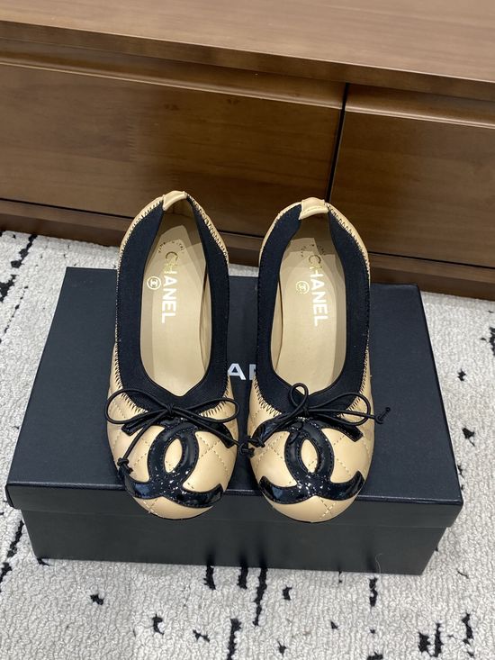 Chanel Pearl Heel Lambskin Bowknot Ballet Flats