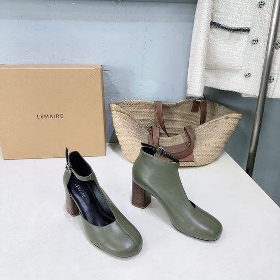 Lemaire V-cut Hollow Ankle Boots with Chunky Heel