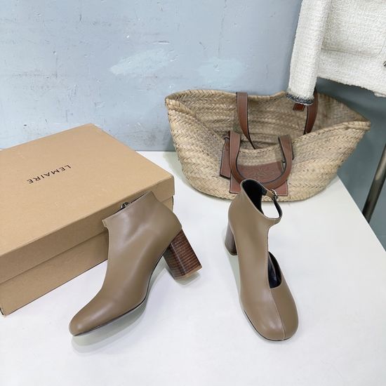 Lemaire V-cut Hollow Ankle Boots with Chunky Heel