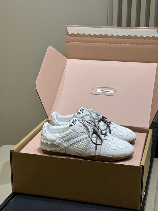 Miu Miu Mesh Breathable Training Shoes with Suede Accents