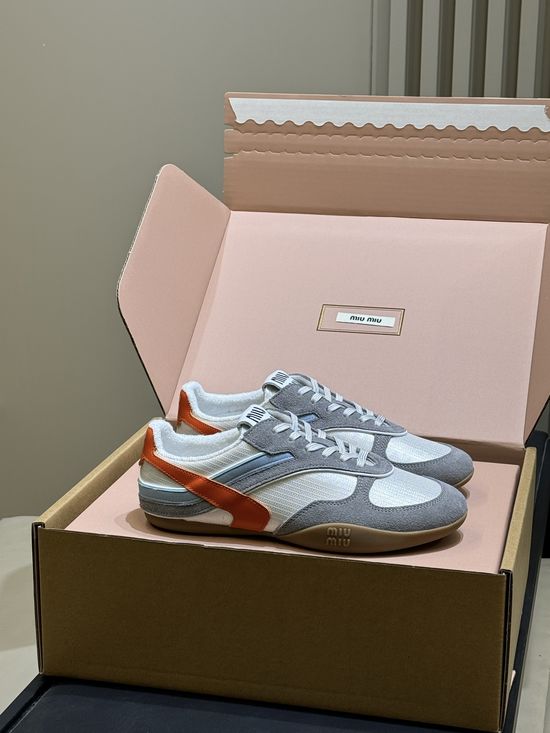 Miu Miu Mesh Breathable Training Shoes with Suede Accents