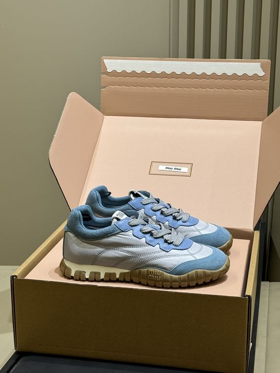 Miu Miu Retro-Inspired Training Shoes with Tire-Tread Soles