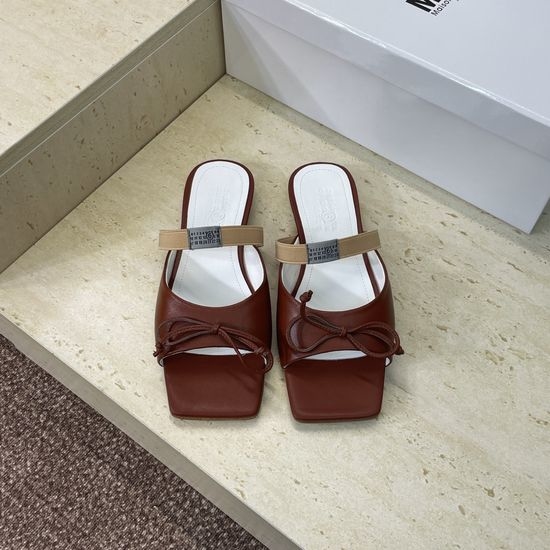 Maison Margiela Square-toe Bow Open-toe Slippers with MM6 Design