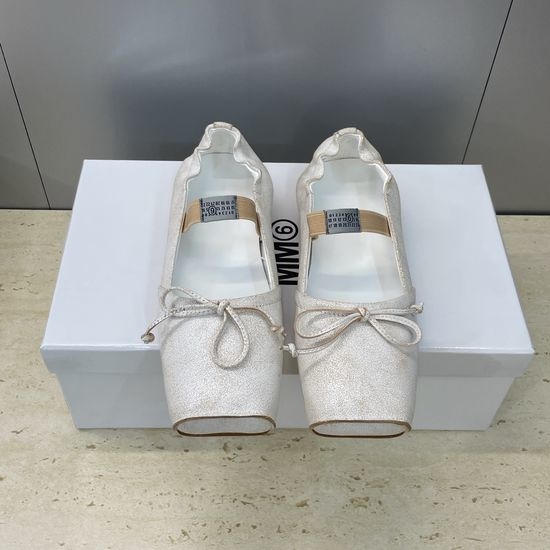 Maison Margiela Square-toe Bow Ballet Flats with MM6 Logo