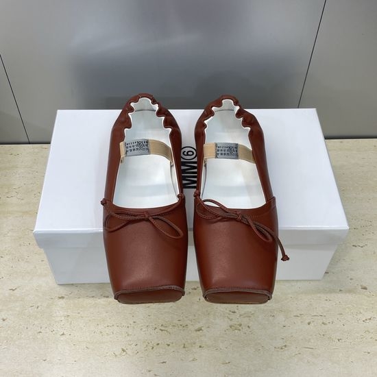 Maison Margiela Square-toe Bow Ballet Flats with MM6 Logo