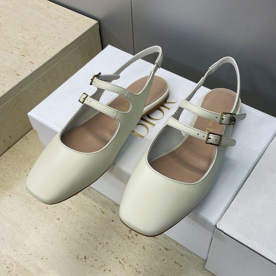 Christian Dior Flat Square-Toe Mary Jane Shoes with CD Logo Buckle
