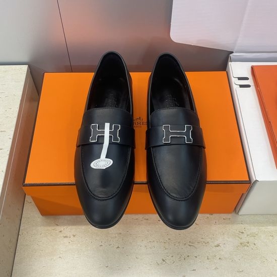 Hermes Color Block Low Heel Mary Jane Loafer Flats