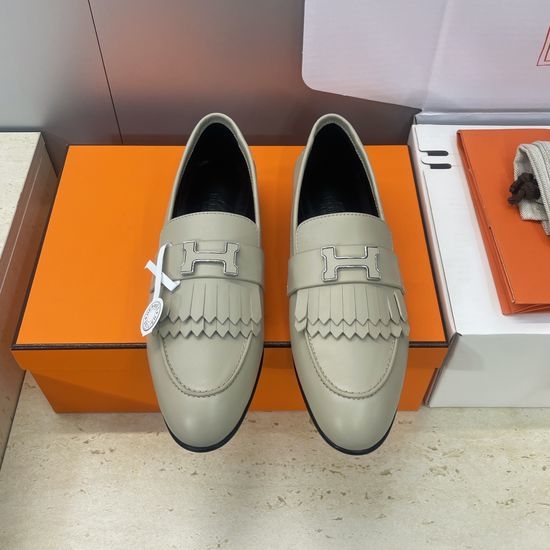 Hermes Low Heel Mary Jane Flats with Enamel Buckle