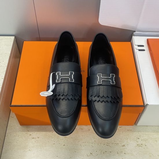Hermes Low Heel Mary Jane Flats with Enamel Buckle