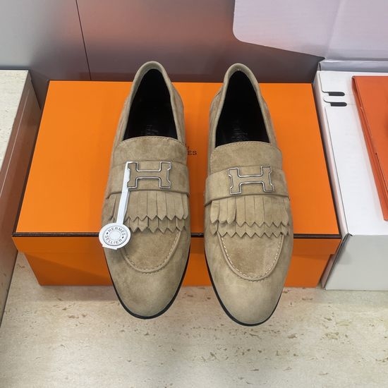 Hermes Low Heel Mary Jane Flats with Enamel Buckle