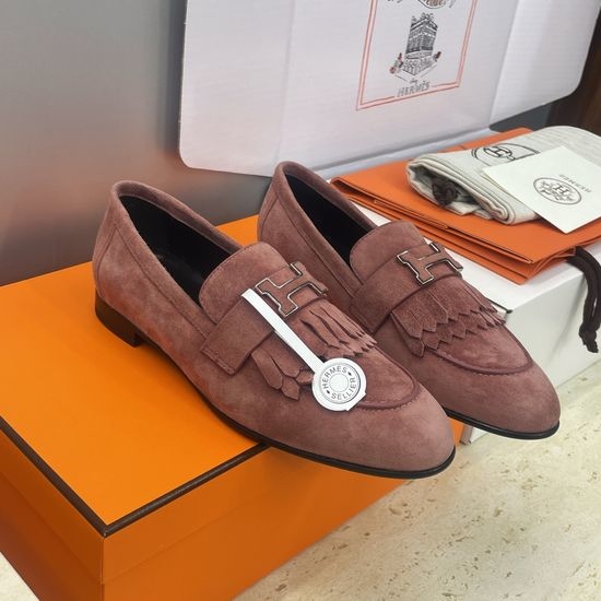 Hermes Low Heel Mary Jane Flats with Enamel Buckle