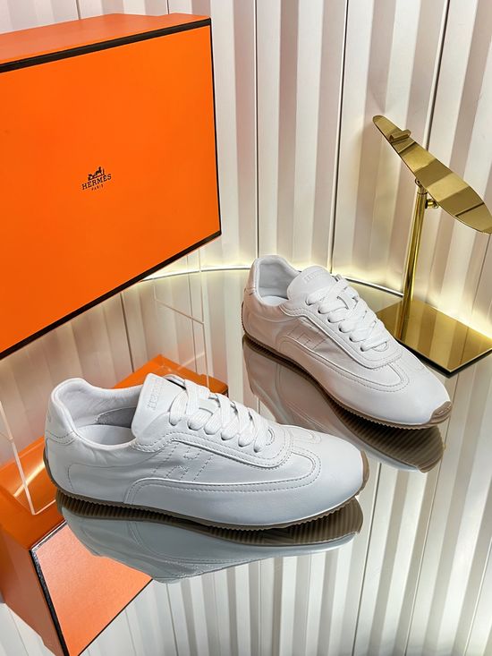 Hermes Premium Leather Casual Trainers with Classic Logo Detail
