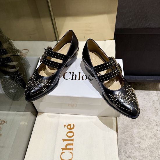 Loewe Riveted Leather Low Heel Comfortable Casual Shoes