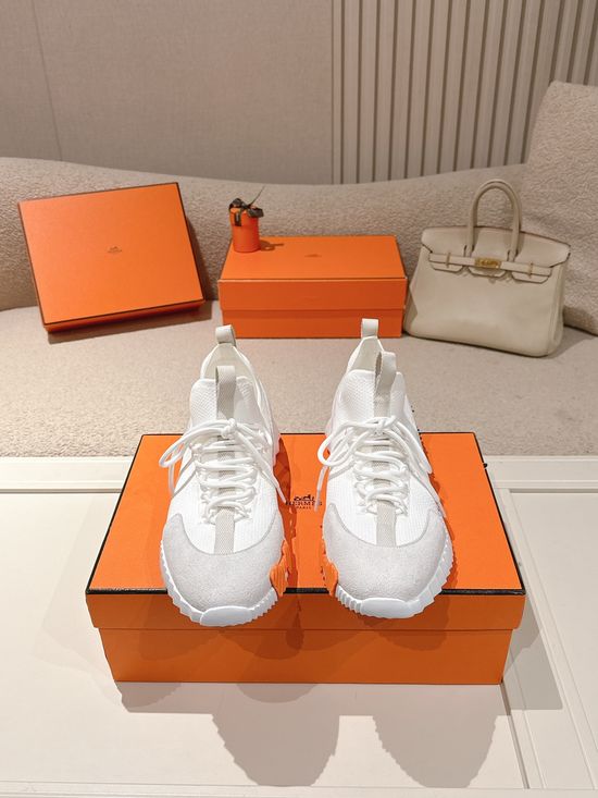 Hermes Casual Chunky Sneakers Breathable Fabric Non Slip Comfortable Footwear