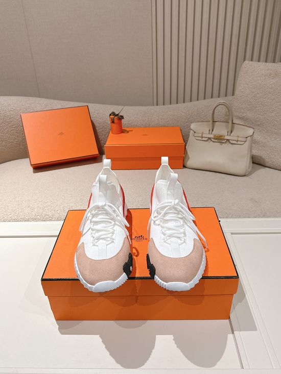 Hermes Casual Chunky Sneakers Breathable Fabric Non Slip Comfortable Footwear