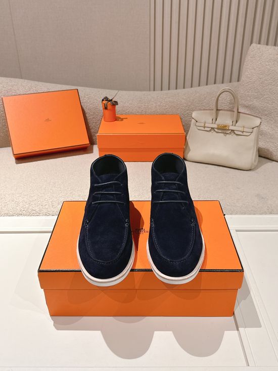Hermes Suede Leather Derby Shoes Casual Stylish Daily Footwear