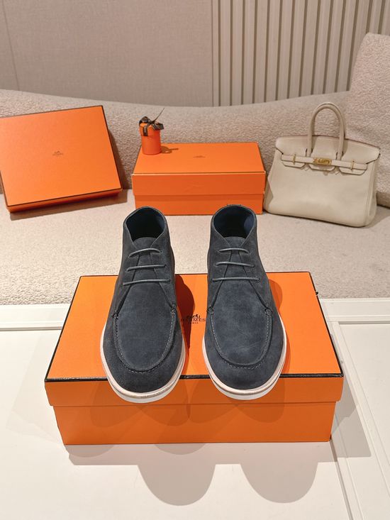 Hermes Suede Leather Derby Shoes Casual Stylish Daily Footwear