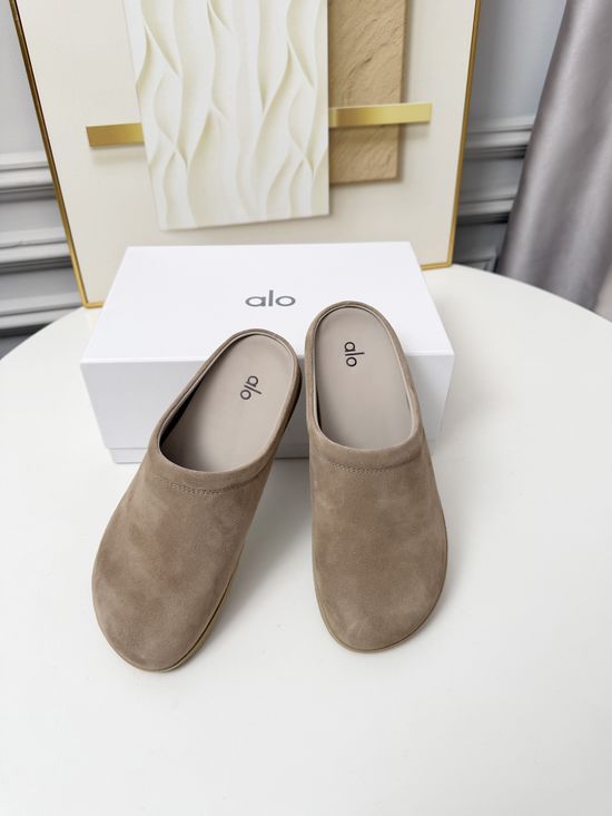 Alo Soft Suede Square Toe Non-slip Flat Mule Shoes