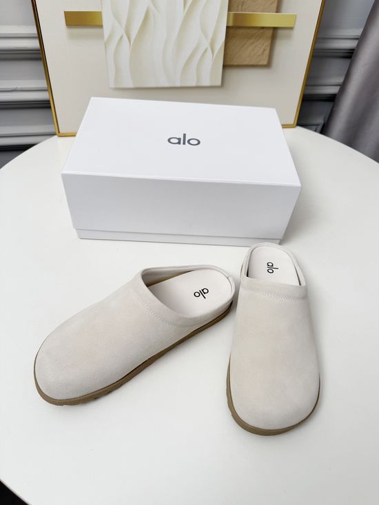 Alo Soft Suede Square Toe Non-slip Flat Mule Shoes