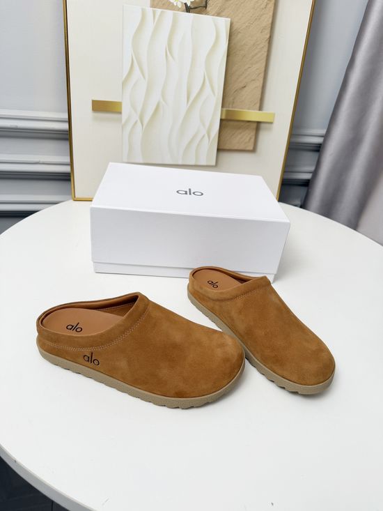 Alo Soft Suede Square Toe Non-slip Flat Mule Shoes