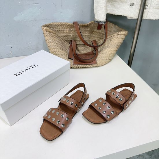 Khaite Studded Leather Roman Style Comfortable Sandals