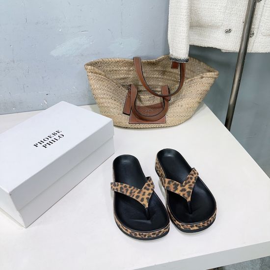 Phoebe Philo Minimalist Platform Flip Flops Suede Upper Non-slip Sole