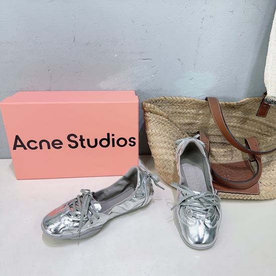 Acne Studios Retro Leather Ballet Flats with Lace-up Detail