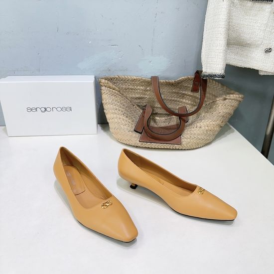 Sergio Ross Premium Sheepskin Kitten Heel Slingback Sandals