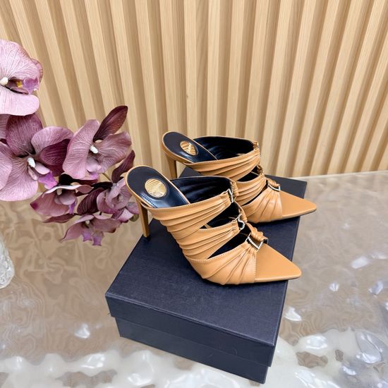 Yves Saint Laurent Fashion Iridescent Heel Slide Sandals with Logo Design