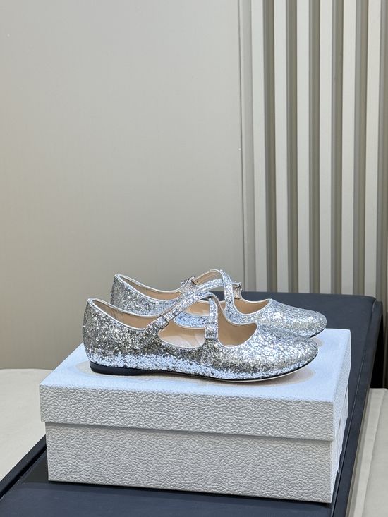 Christian Dior Glitter Platform Mary Jane Shoes With Crisscross Straps