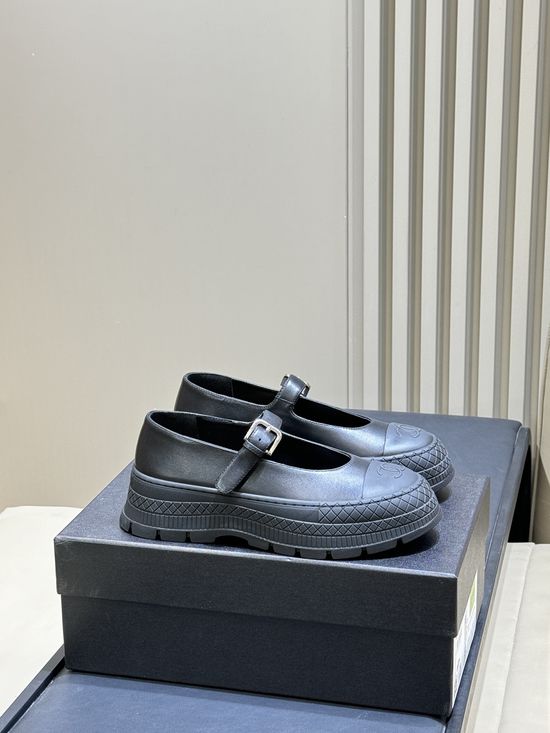 Chanel Quilted Platform Mary Jane Shoes With Adjustable Strap